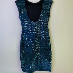 Vintage Glenrob Teal Sequin Dress, M (9/10)